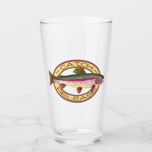 ニジマス漁師の釣獲と解放 タンブラーグラス (正面)