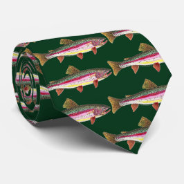 ニジマス絵画魚の釣り人 ネクタイ