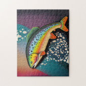 ニジマス釣りカスタマイズ可能 ジグソーパズル (縦)