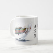 ニジマス釣りモノグラム コーヒーマグカップ (正面左)