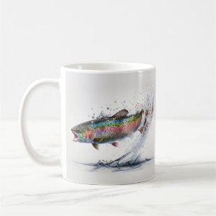 ニジマス釣りモノグラム コーヒーマグカップ