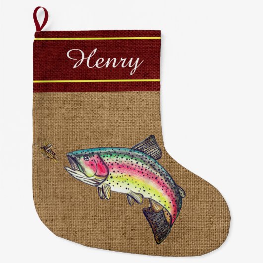 ニジマス釣り ラージクリスマスストッキング (正面)