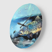 ニジマス釣り ラージ壁時計 (傾斜)
