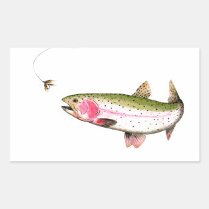 ニジマス釣り 長方形シール