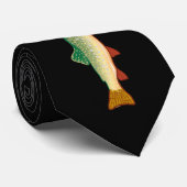 ニジマス魚オンブラック ネクタイ (ロール)