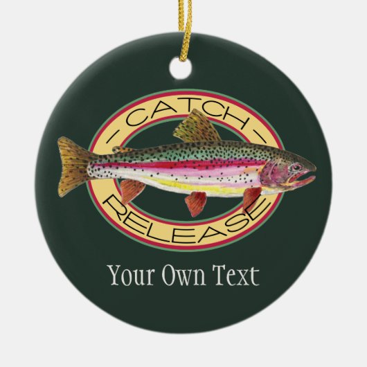 ニジマス·フライの釣りと放流 セラミックオーナメント (正面)