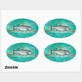 ニジマス 魚 水彩アート ステッカー (シート)