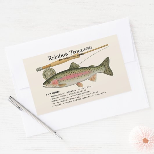 ニジマス (Oncorhynchus mykiss) – 日本 長方形シール (封筒)