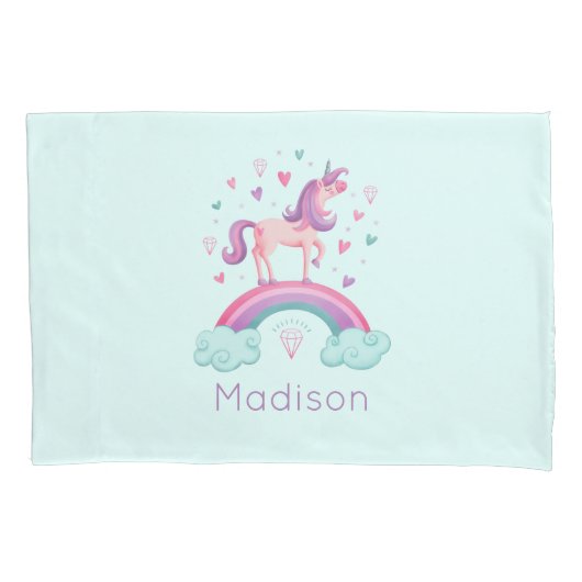 ニジユニコーンピンクパープルピガーリーローケース 枕カバー (正面)