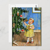 ニストロム – 女の子、クリスマスツリー、ヴィンテージ ポストカード (正面/裏面)