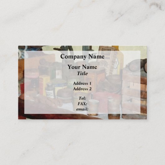 ニス、石けん、接着剤 名刺 (正面)