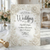 ニセエンボス加工 3Dクリーム ローズ バスレリーフ ウェディング 招待状