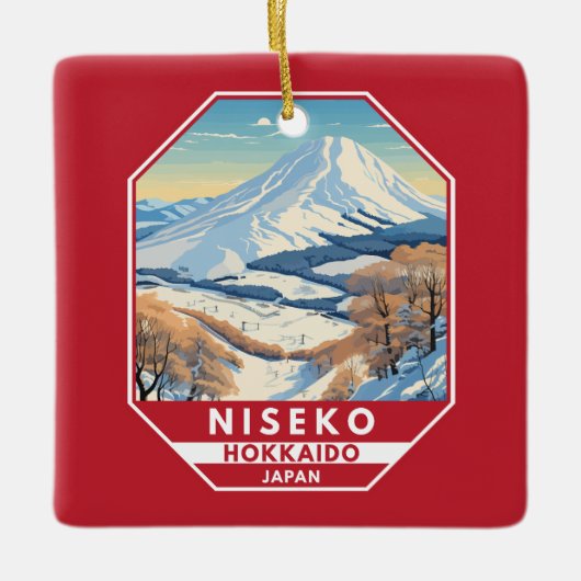 ニセコ北海道冬季旅行アートヴィンテージ セラミックオーナメント (正面)