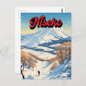 ニセコ北海道冬季旅行アートヴィンテージ ポストカード (正面/裏面)