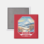 ニセコ北海道冬季旅行アートヴィンテージ マグネット (正面/裏面)