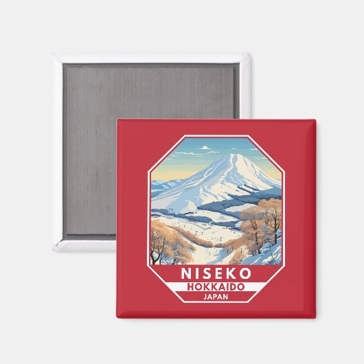 ニセコ北海道冬季旅行アートヴィンテージ マグネット (正面/裏面)