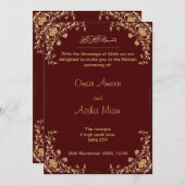 ニッカの結婚式は赤と金ゴールドを招待 招待状 (正面/裏面)