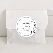 ニッカエレガントブラック&ホワイトボタニカル引用文文字 ラウンドシール