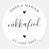 ニッカフエレガントド引用文とブラック文字 ラウンドシール (正面)