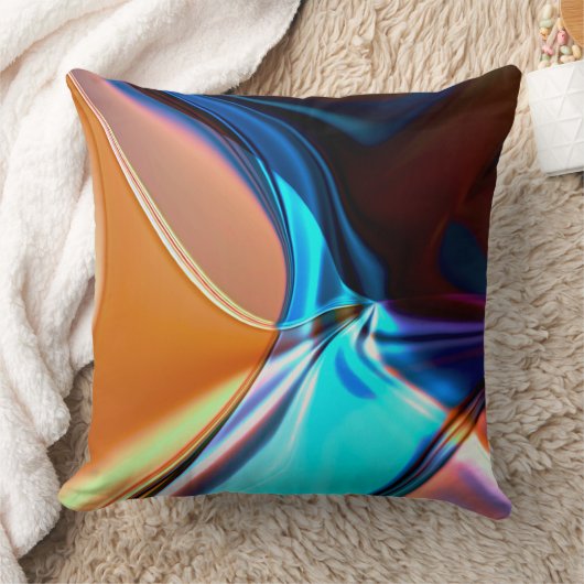 ニッカーブルーとアクリルオレンジのツイストカーブ クッション (ブランケット)