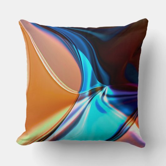 ニッカーブルーとアクリルオレンジのツイストカーブ クッション (正面)