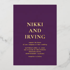 ニッキモダンパープル結婚ズ 箔招待状