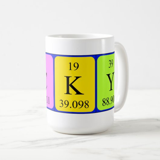 ニッキーの周期表の名前のマグ コーヒーマグカップ (正面右)