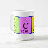 ニッキーの周期表の名前のマグ コーヒーマグカップ (正面左)
