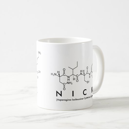 ニックのペプチッド名前のマグ コーヒーマグカップ (正面右)
