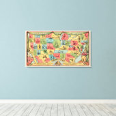 ニックネームを持つ統一された州の様式化された地図 キャンバスプリント (インサイチュ (ウッドフロア))