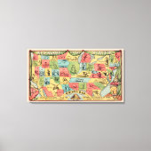 ニックネームを持つ統一された州の様式化された地図 キャンバスプリント (正面)