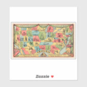 ニックネームを持つ統一された州の様式化された地図 シール (シート)