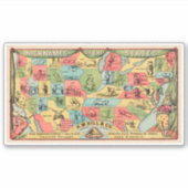 ニックネームを持つ統一された州の様式化された地図 シール (正面)