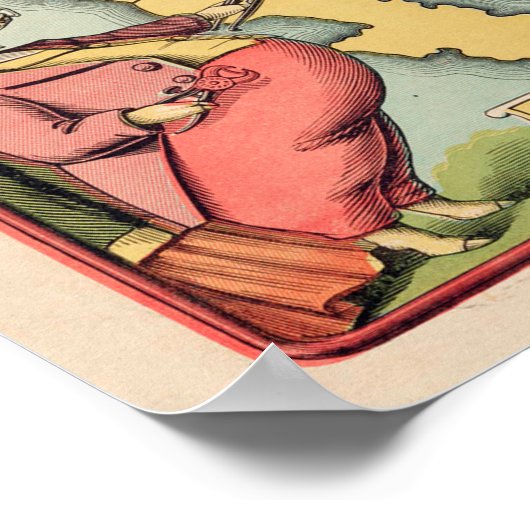 ニックネームを持つ統一された州の様式化された地図 ポスター (角)