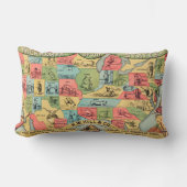 ニックネームを持つ統一された州の様式化された地図 ランバークッション (正面)