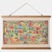 ニックネームを持つ統一された州の様式化された地図 吊り下げ型タペストリー (正面)