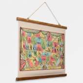 ニックネームを持つ統一された州の様式化された地図 吊り下げ型タペストリー (傾斜あり)