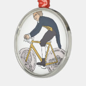 ニッケルの車輪が付いているトーマス・ジェファーソンの乗馬のバイク メタルオーナメント (左)