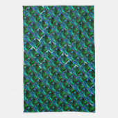 ニッケルグリッド下の緑のエメラルドと曲線 キッチンタオル (縦)
