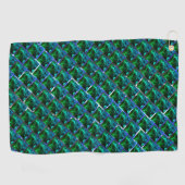 ニッケルグリッド下の緑のエメラルドと曲線 ゴルフタオル (横)