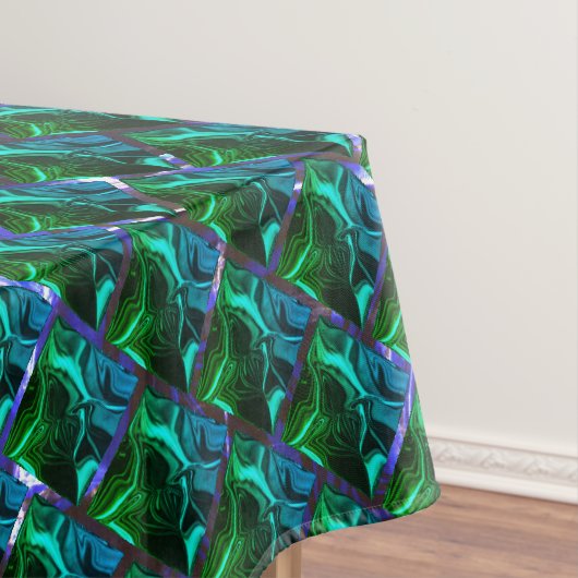 ニッケルグリッド下の緑のエメラルドと曲線 テーブルクロス (インサイチュ)