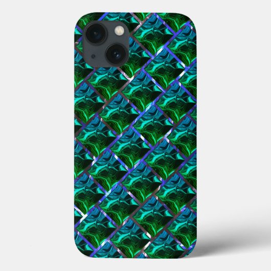 ニッケルグリッド下の緑のエメラルドと曲線 Case-Mate iPhoneケース (裏面)