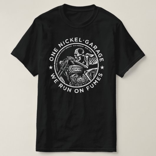ニッケル製ガレージ走1台/We On Fumes Tシャツ (デザイン正面)