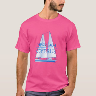 ニッシービーチキプロス航海のセーロボートボート Tシャツ