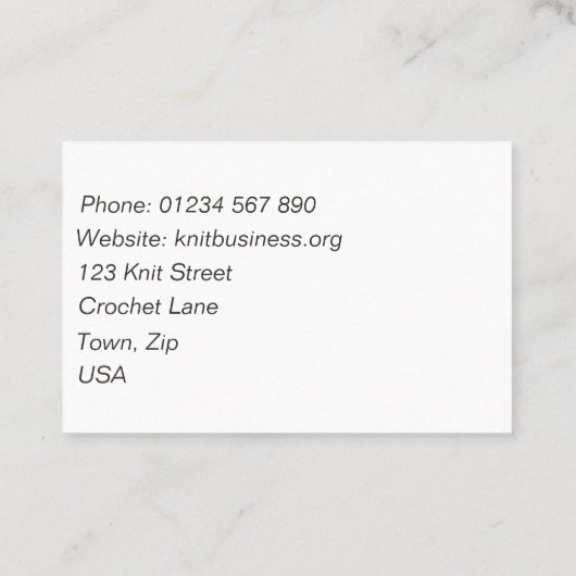 ニットおよびかぎ針編みの名刺 名刺 (裏面)