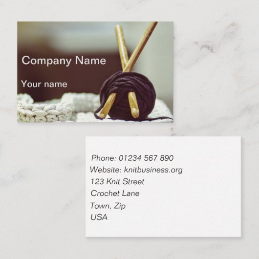 ニットおよびかぎ針編みの名刺 名刺 (正面/裏面)