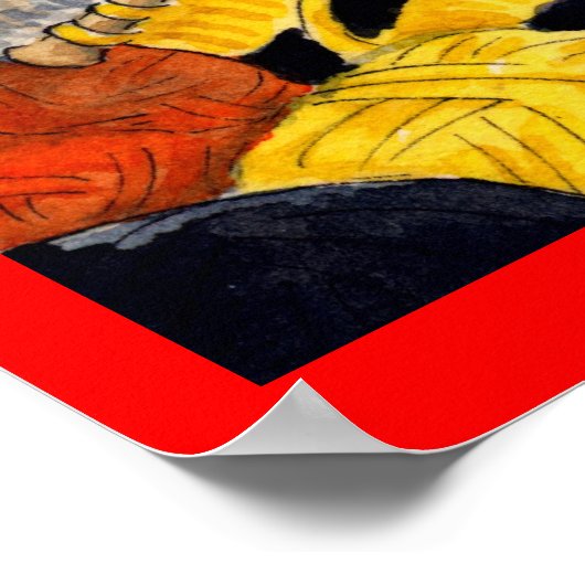 ニットがかわいい猫の編み物ポスター ポスター (角)