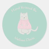 ニットで編んだ猫パーソナライズされた着用セーター ラウンドシール (正面)