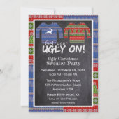 ニットのクリスマスセーターに醜いパーティー 招待状 (正面)