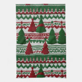 ニットのクリスマスツリー模様 キッチンタオル (縦)